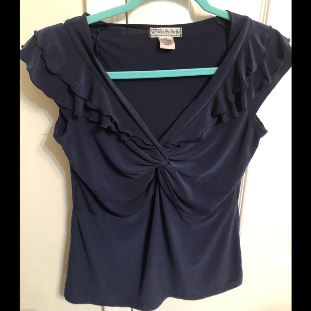 Vintage & Suzie Medium navy blue top